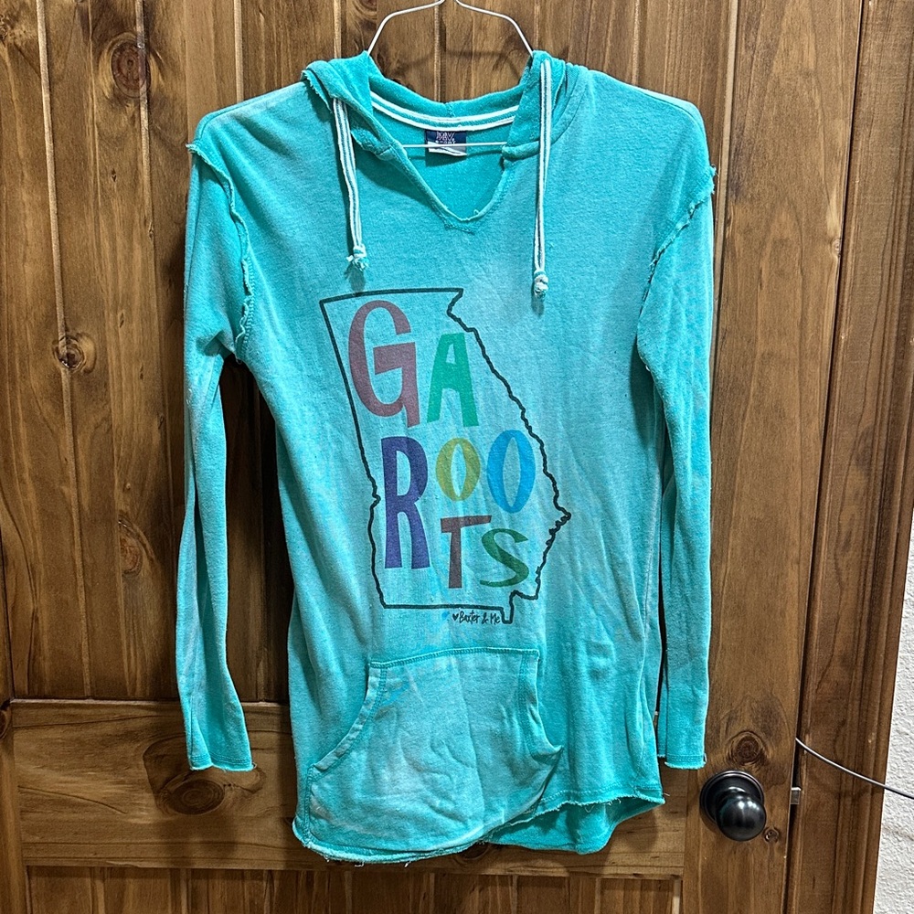District Teal Hooded Long-Sleeve Top